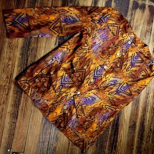 Vintage Tribal Print Top Double Pockets ft. Wooden Buttons